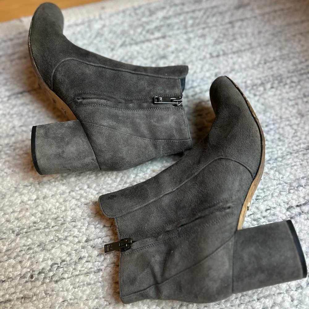 Diane Von Furstenberg Gray Suede Leather Women’s Ankle Boots